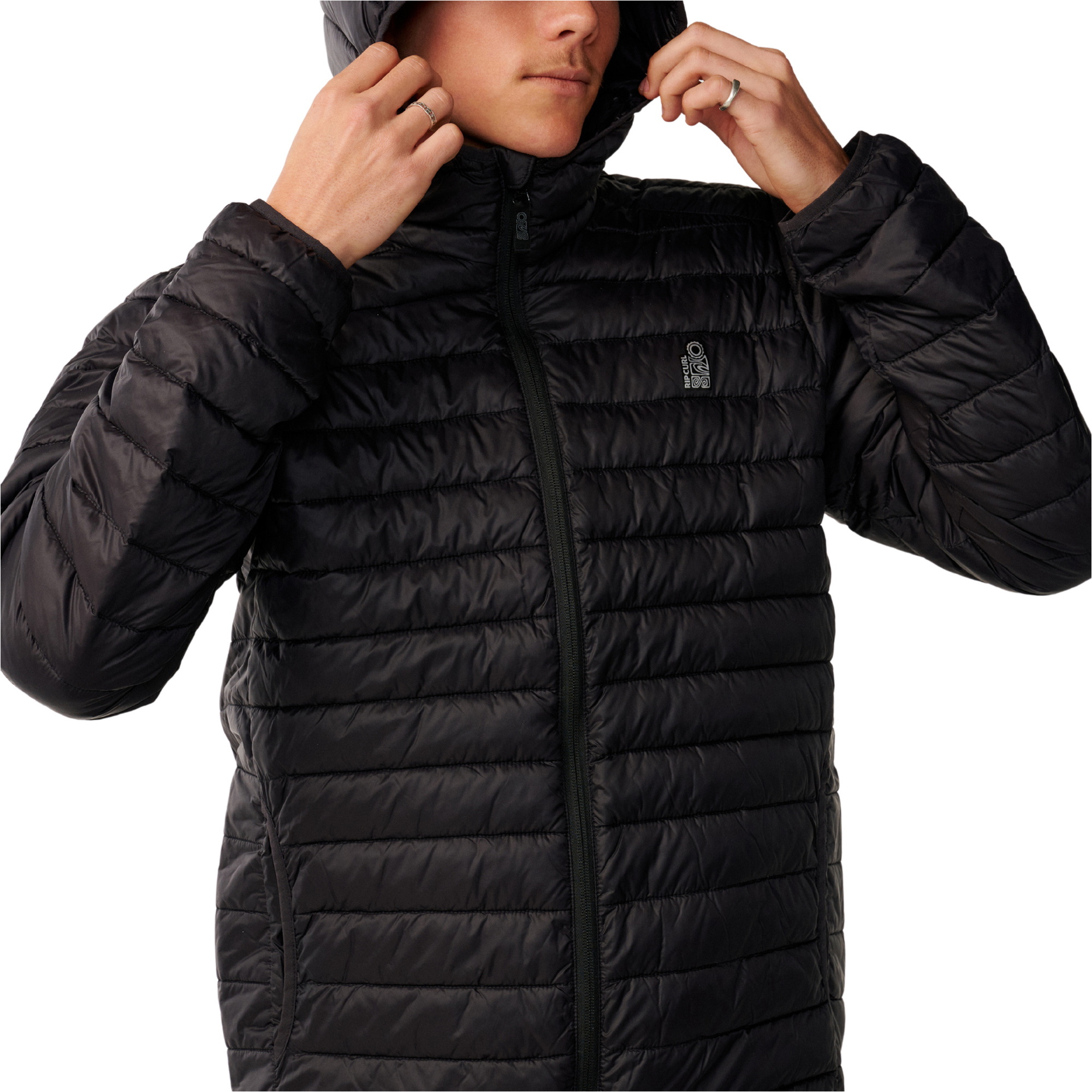 2026 Rip Curl Mens S-Series DWR Hooded Puffer Jacket 02ZMJA - Black